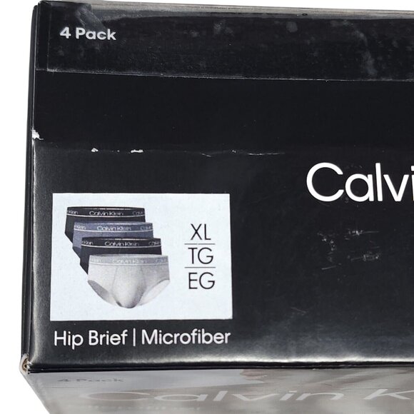 Calvin Klein Hip Brief 4 Pack Size XL Microfiber Stretch Wicking Gray Blue Black - Picture 7 of 9